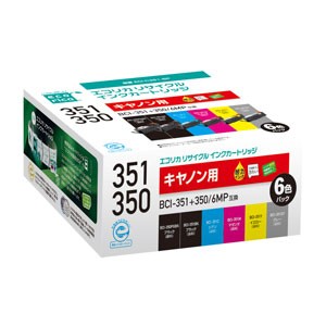 エコリカ ECI-C351-6P ［キヤノン BCI-351+350/6MP 互換］リサイクルインクカートリッジ（6色パック）ecorica[ECIC3516P] 返品種別A