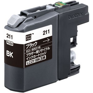 エコリカ ECI-BR211B ［ブラザー LC211BK 互換］リサイクルインク（顔料ブラック）LC211BK互換[ECIBR211B] 返品種別A