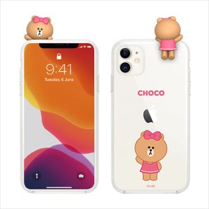 LINE FRIENDS KCE-CSB032 iPhone 12 mini用 フィギュア付きソフトクリアケース（SIGNATURE CHOCO）[KCECSB032] 返品種別A