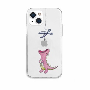 AKAN AK20978I13 iPhone 13（6.1インチ）用 背面カバー型 TPUタフクリアケース はらぺこザウルス（ピンク）[AK20978I13] 返品種別A