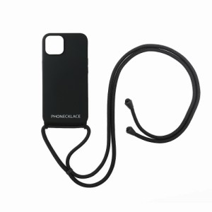 PHONECKLACE PN23260I13BK iPhone 13用 ロープネックストラップ付きシリコンケース（ブラック）[PN23260I13BK] 返品種別A