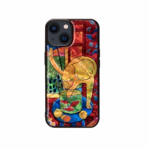 ikins（アイキンス） I23576I14 iPhone 14用 背面カバー型 天然貝ケース（魚と猫）名画シリーズ[I23576I14] 返品種別A