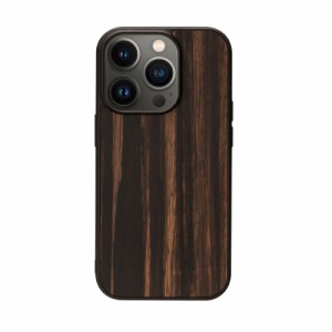 Man＆Wood I23644I14PM iPhone 14 Pro Max用 背面カバー型 天然木ケース（Ebony）[I23644I14PM] 返品種別A