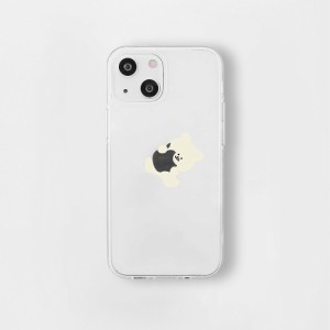 168cm 16823818I14 iPhone 14 / 13 用 ソフトクリアケース（リンゴとくまちゃん）[16823818I14] 返品種別A