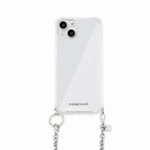 PHONECKLACE PN25558I15 iPhone 15用 チェーンショルダーストラップ付きクリアケース（シルバー）[PN25558I15] 返品種別A