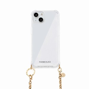 PHONECKLACE PN25559I15 iPhone 15用 チェーンショルダーストラップ付きクリアケース（ゴールド）[PN25559I15] 返品種別A