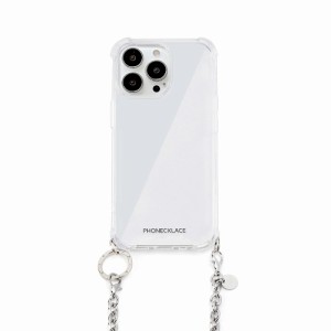 PHONECKLACE PN25574I15PR iPhone 15 Pro用 チェーンショルダーストラップ付きクリアケース（シルバー）[PN25574I15PR] 返品種別A