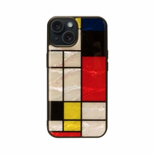 ikins（アイキンス） I26508I15 iPhone 15用 MagSafe対応 天然貝ケース（Mondrian）[I26508I15] 返品種別A