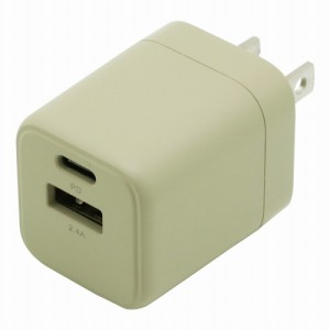 インプリンク IMAC1CUPD20BE AC充電器 PD20W対応 Type-C×1ポート/USB-A×1ポート MELIA(ベージュ)[IMAC1CUPD20BE] 返品種別A