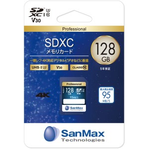 SanMax（サンマックス） SSP128AV SDXCメモリカード 128GB Class10 UHS-I V30[SSP128AV] 返品種別A