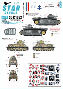 STAR DECALS 1/35 WWII FFI #2 FFI(フランス国内軍)に再鹵獲された仏製戦車 ルノーB1bis ソミュアS35 デカール【SD35-C1352】デカール  