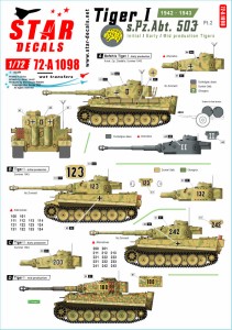 STAR DECALS 1/72 WWII ドイツティーガーI 第503重戦車大隊＃2 1942〜43 極初期型 初期型 中期型 デカール【SD72-A1098】デカール  返品