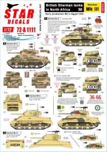 STAR DECALS 1/72 WWII 北アフリカ戦線でのイギリス陸軍シャーマン戦車 シャーマンMkIII デカール【SD72-A1111】デカール  返品種別B