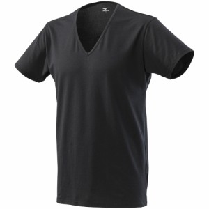 ミズノ メンズ　着るドラント　クイックドライ　アンダー　Vネック　半袖シャツ（ブラック・サイズ：L） C2JAA12109L返品種別A