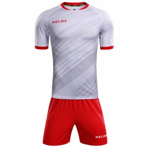 KELME（ケレメ） TTS-KCC160026-107-14 サッカー・フットサル用　トレーニングウェアシャツ＆パンツセット（ホワイト×レッド・サイズ：1