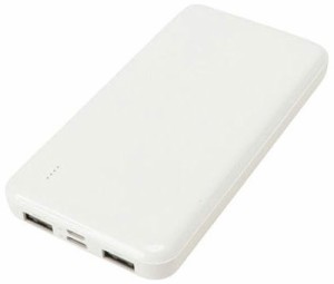 QTJ（クオリティトラストジャパン） モバイルバッテリー 10000mAh　USB-A出力×2ポート　PSE認証  (ホワイト)  QX-059WH返品種別A