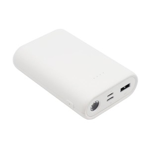 QTJ（クオリティトラストジャパン） QX-0500WH USB1ポート LEDライト搭載モバイルバッテリー 10000MAH +TYPE-C変換付MICROUSB充電ケーブ