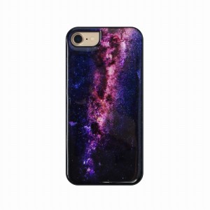 ikins（アイキンス） I8064I7 iPhone SE(第3/2世代)/8/7用 天然貝ケース（Milky way/ブラックフレーム）[I8064I7] 返品種別A