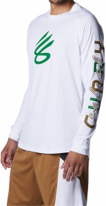 アンダーアーマー カリー テック ロゴ ロングスリーブTシャツ（White/Team Kelly Green・サイズ：LG） 1381786-100-LG返品種別A