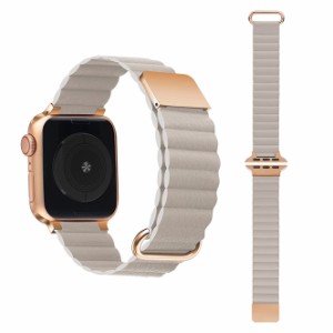 GAACAL（ガーカル） Apple Watch 1-8/SE1-2 【38/40/41mm】 マグネット式PUレザーバンド（ライトグレー）  W00186LGA返品種別A