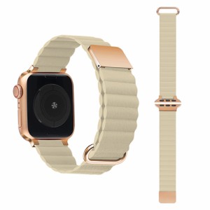 GAACAL（ガーカル） Apple Watch 1-9/SE1-2【38/40/41mm】マグネット式PUレザーバンド（ライトベージュ）  W00186RJA返品種別A