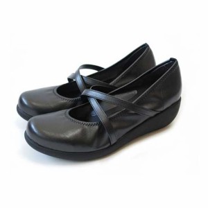 Re:getA R35-BLK-M ミドルウェッジパンプス(ブラック・サイズ：M)レディースパンプス[R35BLKM] 返品種別A