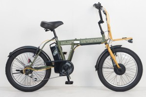 キャプテンスタッグ 折りたたみ電動アシスト自転車　20インチ（マットオリーブ） CAPTAIN STAG eワイルダー電動 FDB206 YG-1501返品種別B