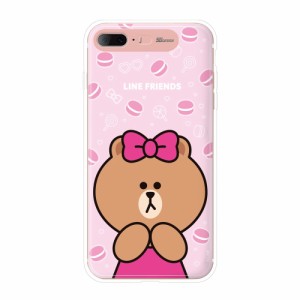 LINE FRIENDS iPhone 8 Plus/7 Plus用 ハイブリッドケース LINE FRIENDS LIGHT UP CASE（チョコ マカロン）  KCL-LCH003返品種別A