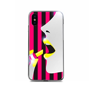 dreamplus DP10156I8 iPhone XS/X用 ハイブリッドケース STRIPE MIRROR CASE（イエローリップ）[DP10156I8] 返品種別A