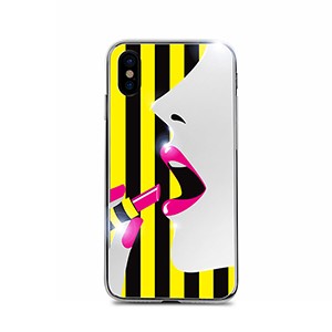 dreamplus DP10157I8 iPhone XS/X用 ハイブリッドケース STRIPE MIRROR CASE（ピンクリップ）[DP10157I8] 返品種別A