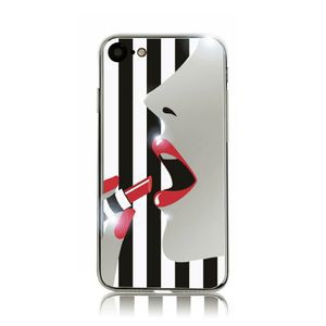 dreamplus iPhone SE（第2世代）/8/7用 ハイブリッドケース STRIPE MIRROR CASE レッドリップ（レッドリップ）  DP10177I7S返品種別A