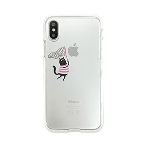 Dparks DS10384I8 iPhone XS/X用 ソフトクリアケース（虫取りネコ ピンク）[DS10384I8] 返品種別A