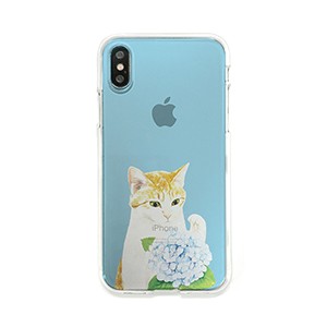 Dparks DS10391I8 iPhone XS/X用 ソフトクリアケース パステルネコ（アジサイ）[DS10391I8] 返品種別A