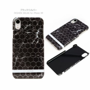 SO SEVEN SS15009I61 iPhone XR用 FASHION MILAN HEXAGONAL MARBLE（ブラック/シルバー）[SS15009I61] 返品種別A