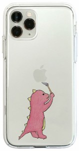 Dparks DS17235I58R iPhone 11 Pro用 ソフトクリアケース お絵かきザウルス（ピンク）[DS17235I58R] 返品種別A