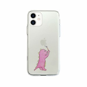 AKAN AK19190I12 iPhone 12 mini用 ソフトクリアケース お絵かきザウルス（ピンク）[AK19190I12] 返品種別A