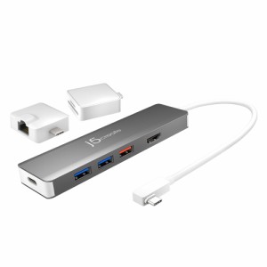 ジェイファイブクリエイト PD 100W対応 USB-C SuperSpeed+ モジュラー式マルチアダプター 9 in 1（スペースグレー） JCD375返品種別A