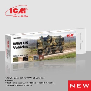 ICM WWI アメリカ軍用車両用アクリルセット【3051】塗料  返品種別B