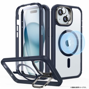 ESR ESR411 iPhone 15用 スタンド付きタフケース（Clear Dark Blue）Armor Tough Case with Stash Stand[ESR411] 返品種別A