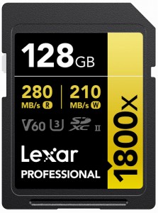 Lexar（レキサー） LSD1800128G-B1NNJ SDXCカード 128GB 1800x UHS-II GOLD U3 V60[LSD1800128GB1NNJ] 返品種別B