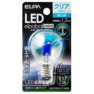 ELPA LDA1CB-G-E17-G458 LED電球　S形ミニ球タイプ（クリア・青色）elpaballmini[LDA1CBGE17G458] 返品種別A