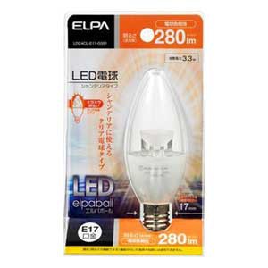 ELPA LDC4CL-E17-G351 LED電球 シャンデリア球形 280lm（クリア・電球色相当）elpaball[LDC4CLE17G351] 返品種別A