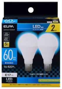 ELPA LDA7D-G-E17-G4105-2P LED電球 ミニクリプトン球形 820lm（昼光色相当）【2個セット】エルパ[LDA7DGE17G41052P] 返品種別A