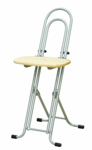 ルネセイコウ ベストホビーチェア 高さ調整式 折りたたみチェア (ナチュラル×シルバー) パイプ椅子 作業用チェア W-150TA返品種別A