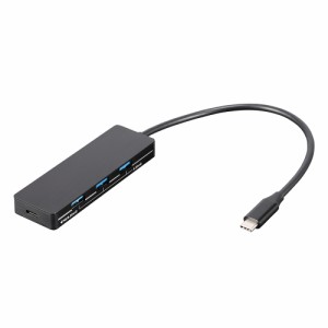 ナカバヤシ UH-C3334BK PD対応 USB3.2Gen2 Type-C 4ポート変換アルミハブ (ブラック)Nakabayashi[UHC3334BK] 返品種別A