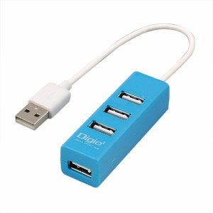 ナカバヤシ UH-2604BL USB2.0 4ポートハブ 15cm (ブルー)[UH2604BL] 返品種別A