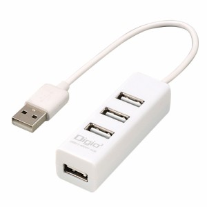 ナカバヤシ UH-2604W USB2.0 4ポートハブ 15cm (ホワイト)[UH2604W] 返品種別A