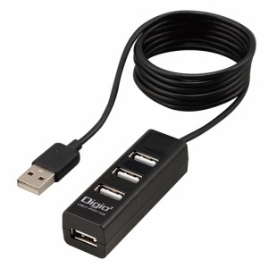 ナカバヤシ UH-2614BK USB2.0 4ポートハブ 120cm (ブラック)[UH2614BK] 返品種別A