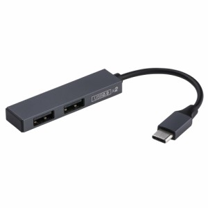 ナカバヤシ UH-C2562GY アルミ極薄USBハブ  USB2.0 Type-C 2ポート変換ハブ  （グレー）STIXシリーズ[UHC2562GY] 返品種別A
