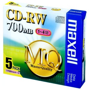 マクセル CDRW80MQ.S1P5S データ用4倍速対応CD-RW 5枚パック　700MB[CDRW80MQS1P5S] 返品種別A